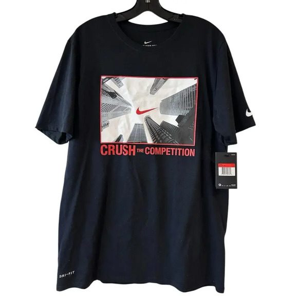Nike Tee Men's Black Dri-FIT Crush The Competition Graphic T-Shirt Golf Large - Picture 1 of 9